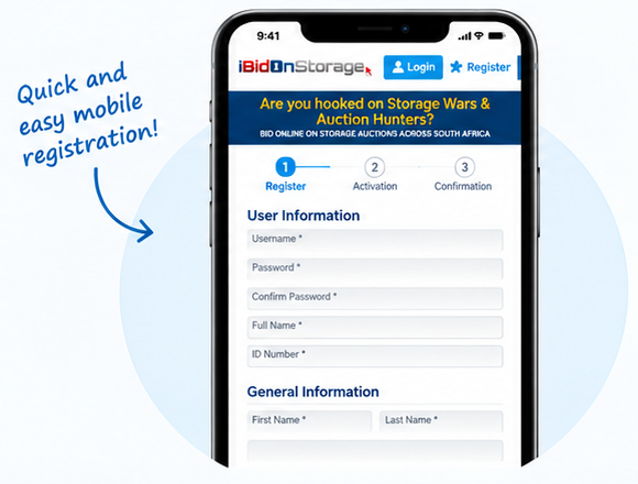Mobile registration screen: Quick and easy mobile registration